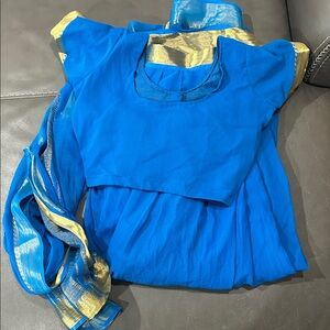 Elegant Blue and Gold Maxi Dress